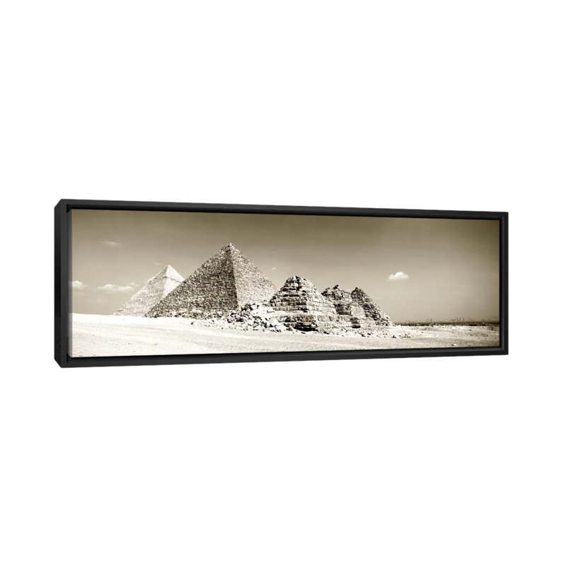 « pyramides of giza, égypte », reproduction de photo sur toile, H 24 po x l 72 po x P 1,5 po, Cadre noir