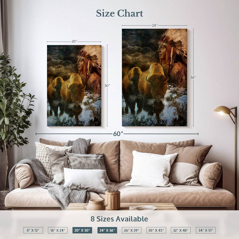 Lelar Bison And The Chief, 36" H x 24" W