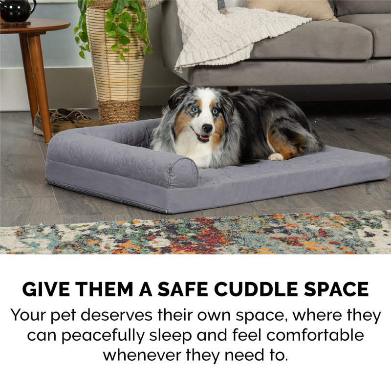 Medium Titanium Orthopedic L-Chaise Sofa Pet Bed