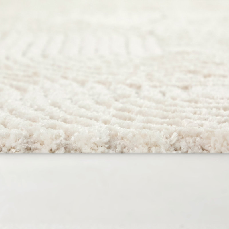 Tapis texturé à rayures crème Odessa, Rectangle 5 pi 3 po x 7 pi