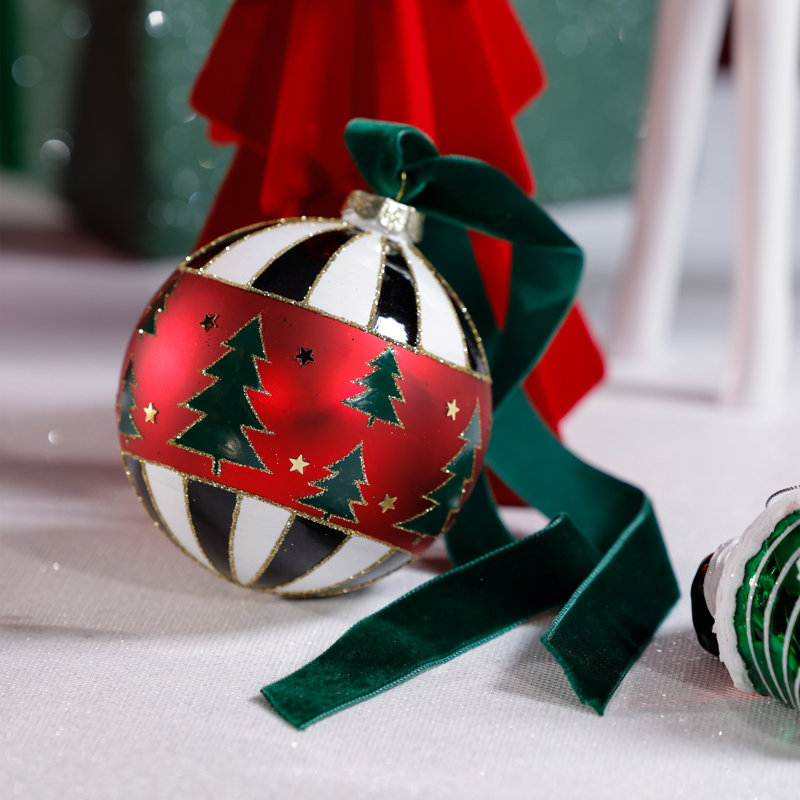 Ornements de Noël en forme de boule d'arbre de Noël, ensemble de 6, H 4 po x l 4 po x P 4 po