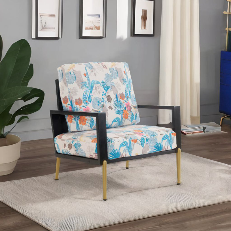 Fauteuil d'appoint en velours à imprimé floral