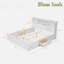 Lit plateforme en bois avec tête de lit multi-rangement, USB et 2 tiroirs-1605929345