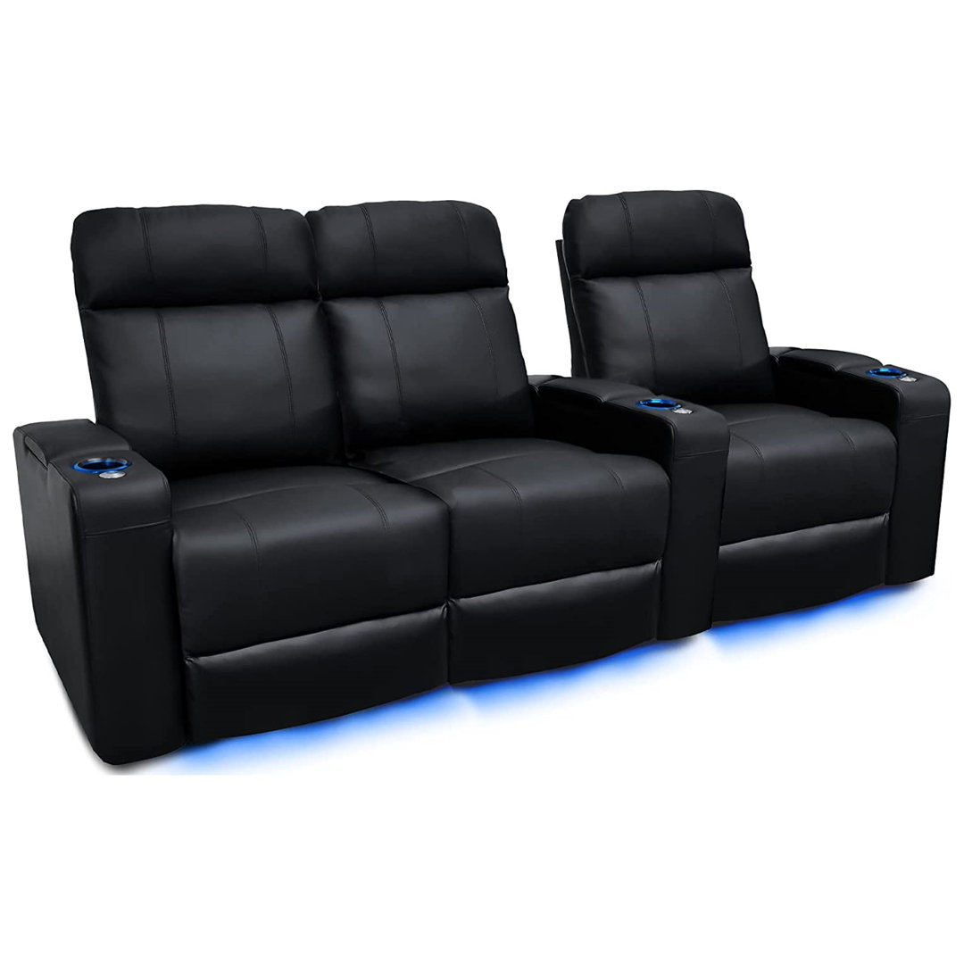 Upholstered Home Theater Seating with Cup Holder Orren Ellis