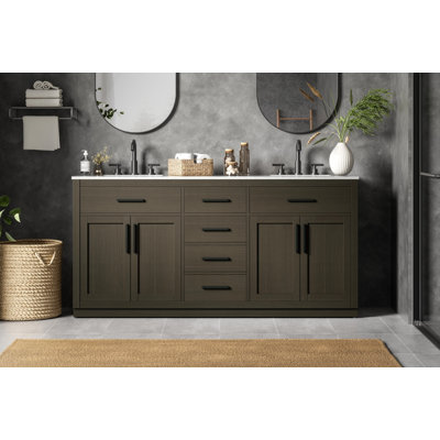 Ahner 72 inch Double Bathroom Vanity in White