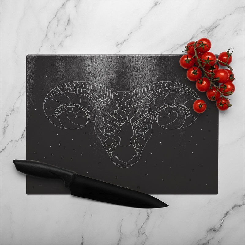 Aries Zodiac Sign Dining Glass Chopping Board