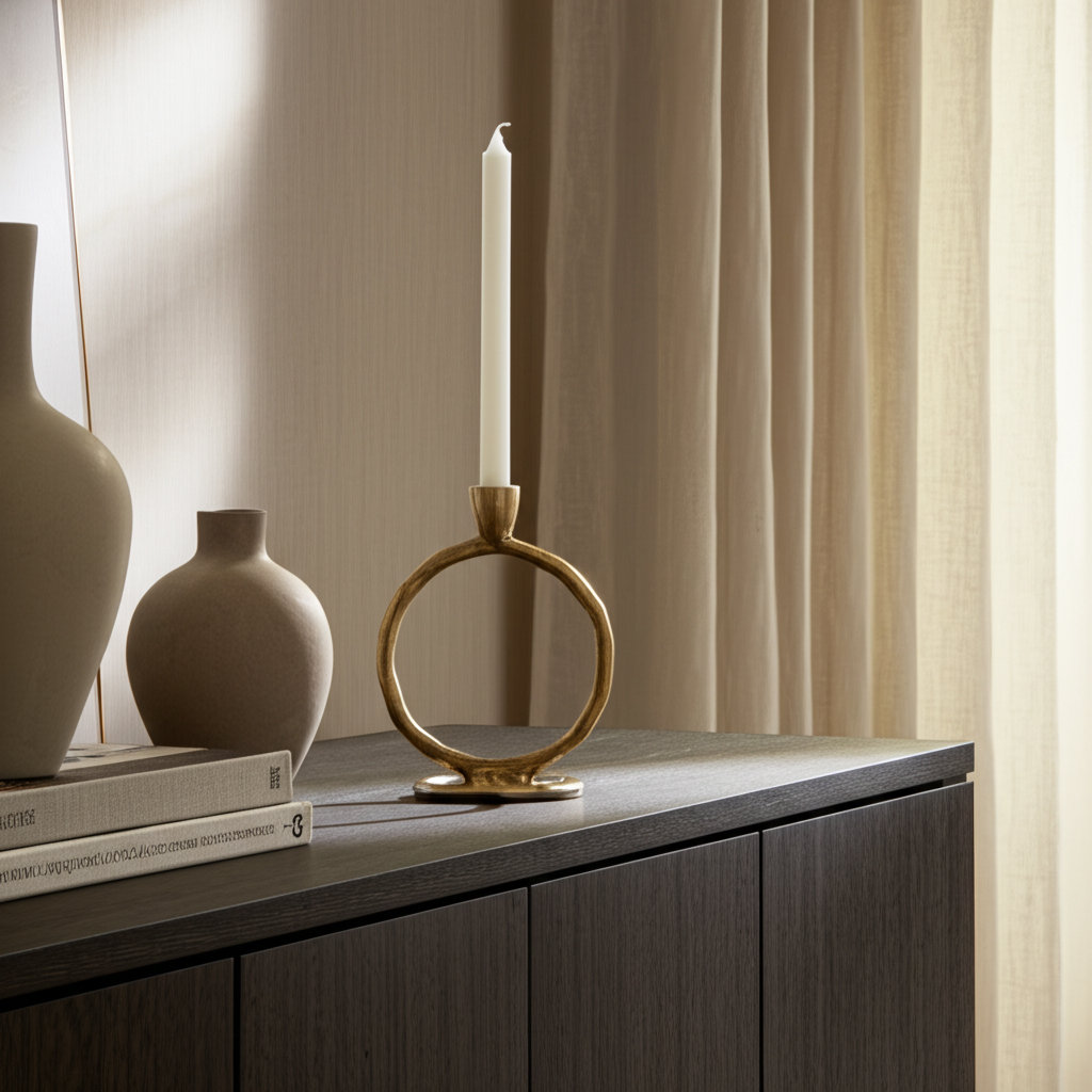 Hayslett Modern Metal Aluminum Pillar and Taper Candle Holder Set with Sculptural Design (Set of 2). Everly Quinn 