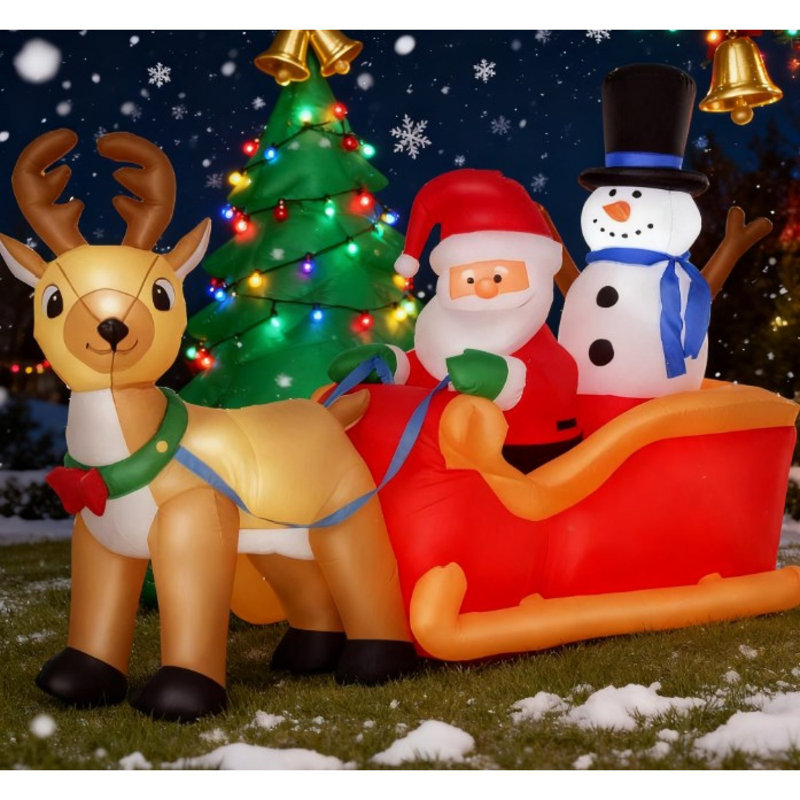 Décorations de Noël pour l'extérieur, renne et bonhomme de neige avec lumières DEL