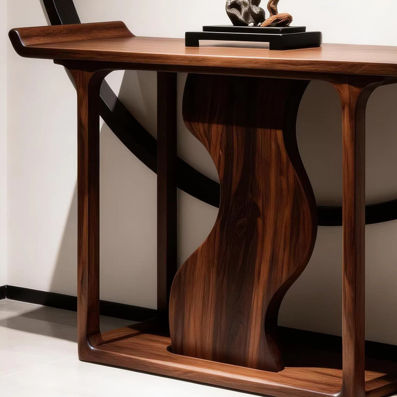Console en bois massif de style médiéval, H 33,4 po x l 47,2 po x P 14,9 po