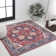Aailiyah Ornate Large Medallion Machine-Washable Red/Navy Rug