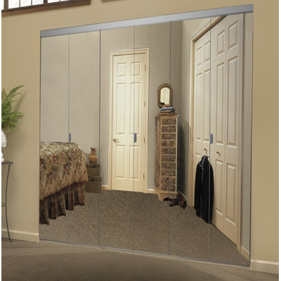 96'' Solid + Manufactured Wood Mirrored with Installation Hardware Kit without Installation Hardware Kit Bi-Fold Door