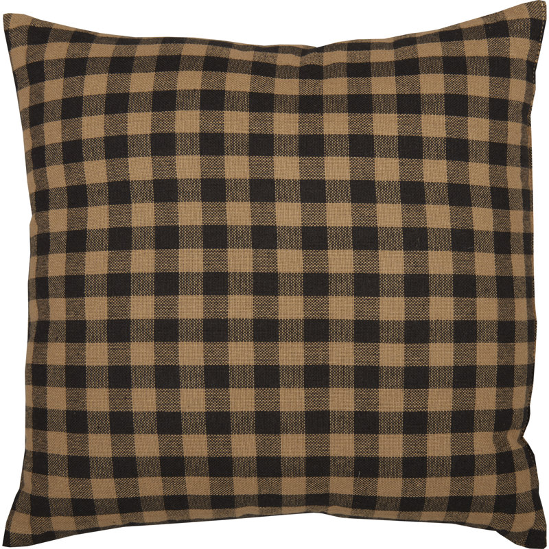 Black Check Cotton Reversible Throw Pillow