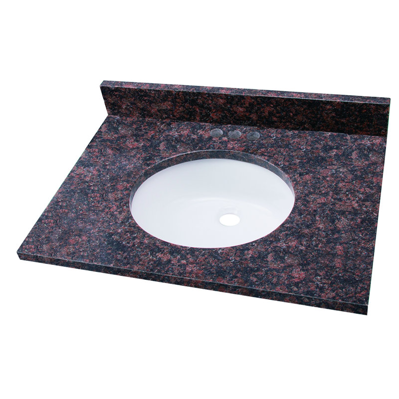 Plateau de meuble-lavabo simple 31 po avec lavabo, Brun clair / brun