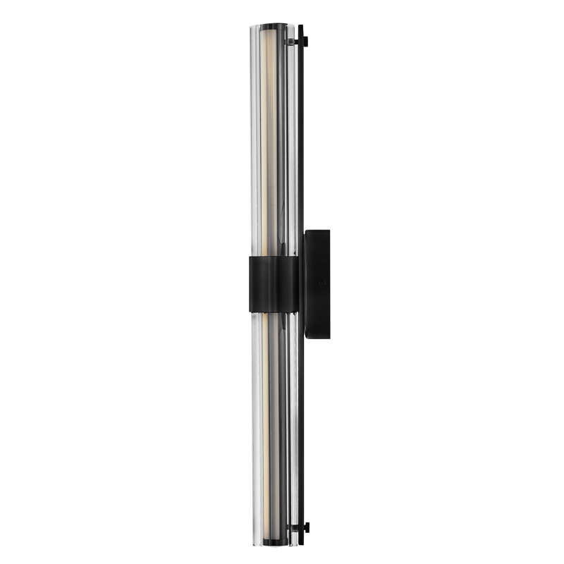 Georgette Integrated LED Bath Vanity w/ Clear Fluted Crystal Shade, Textured Black Oxide