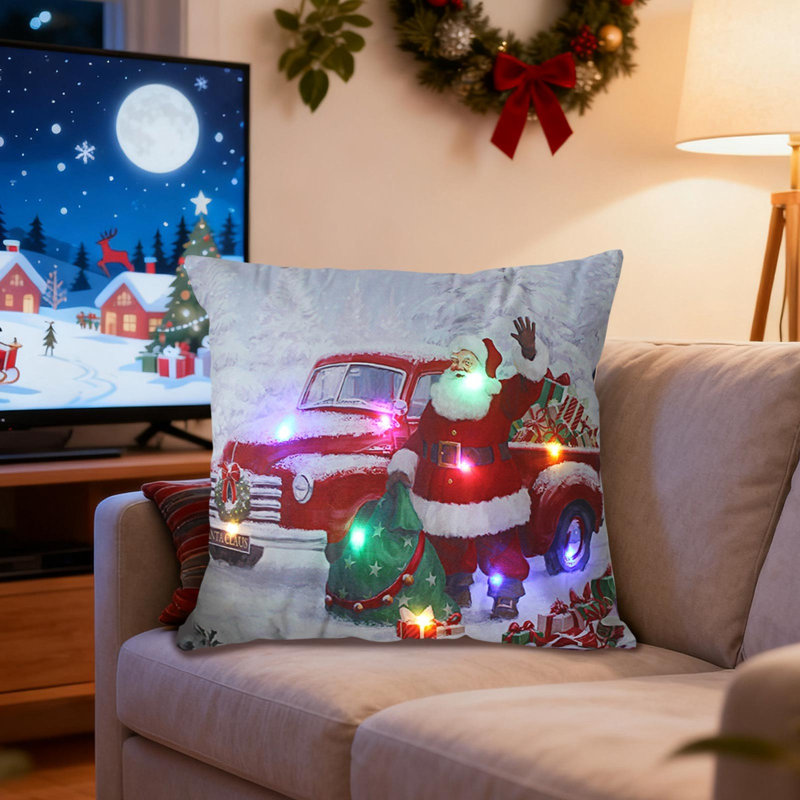 Christmas LED Pillows Holiday Gifts LED Pillows That Can Flash Or Stay On Two Mode Switching  Printed Sofa Pillows Cushions Pillowcases
