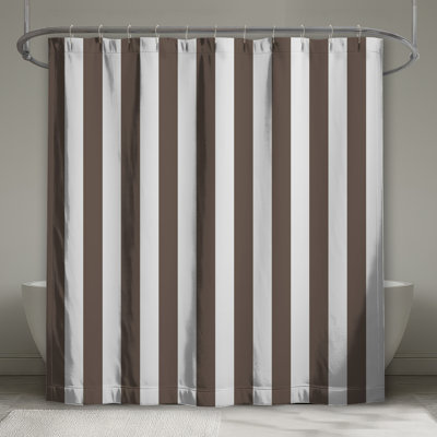 Brown White Stripes Shower Curtains Extra Long