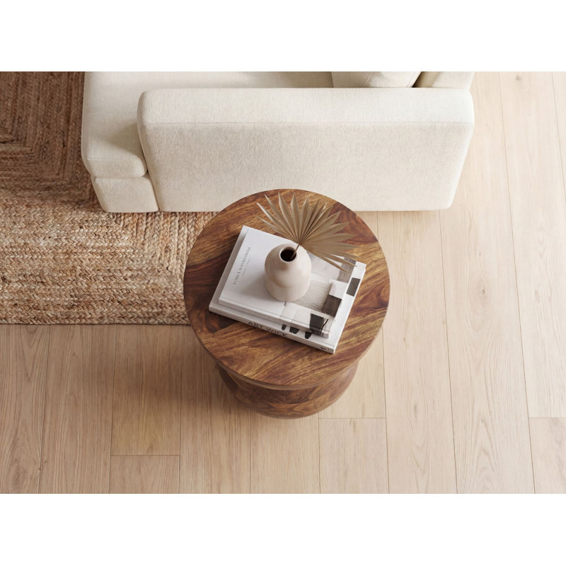 Natural Mango Wood Round Side Table
