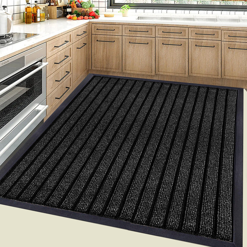 Non-Slip Indoor Outdoor Door Mat, Black, Rectangle 60 x 180 cm