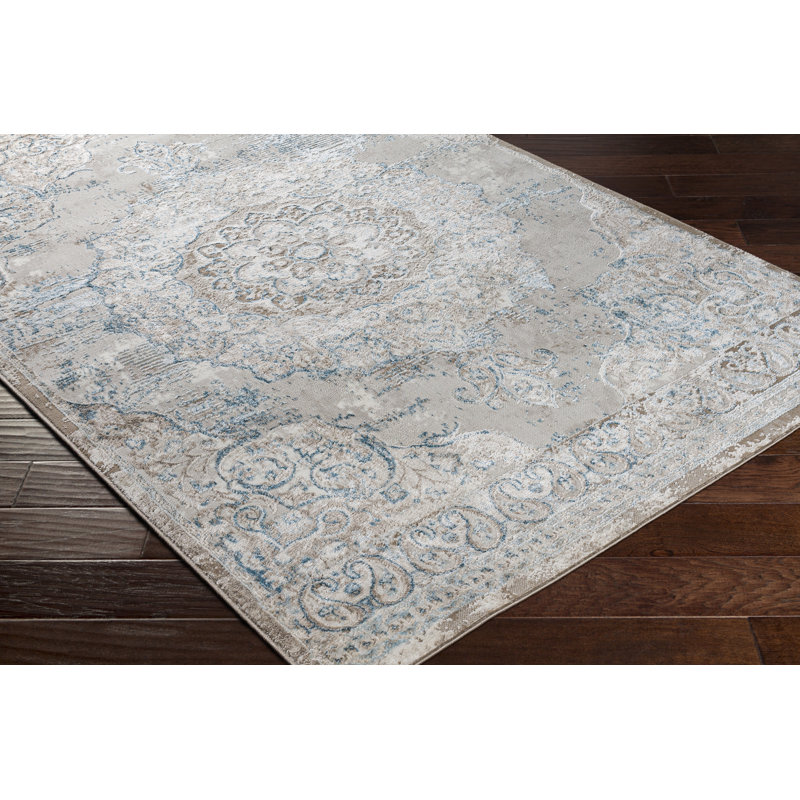 Tapis oriental beige / turquoise Juanisha, Rectangle 5 pi 3 po x 7 pi