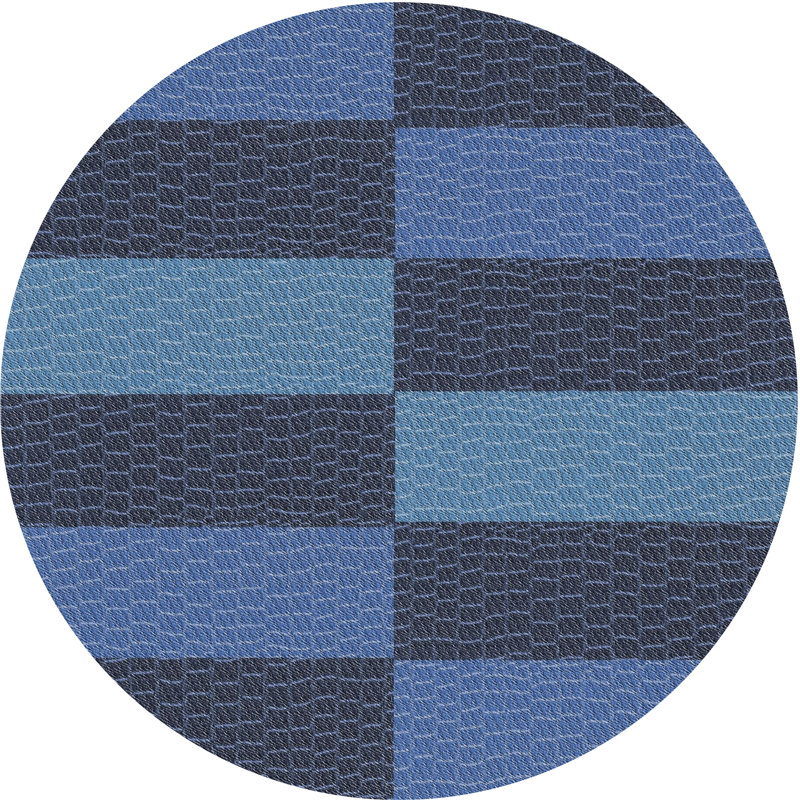 Tapis mauve/bleu à motifs, Rond 3 pi