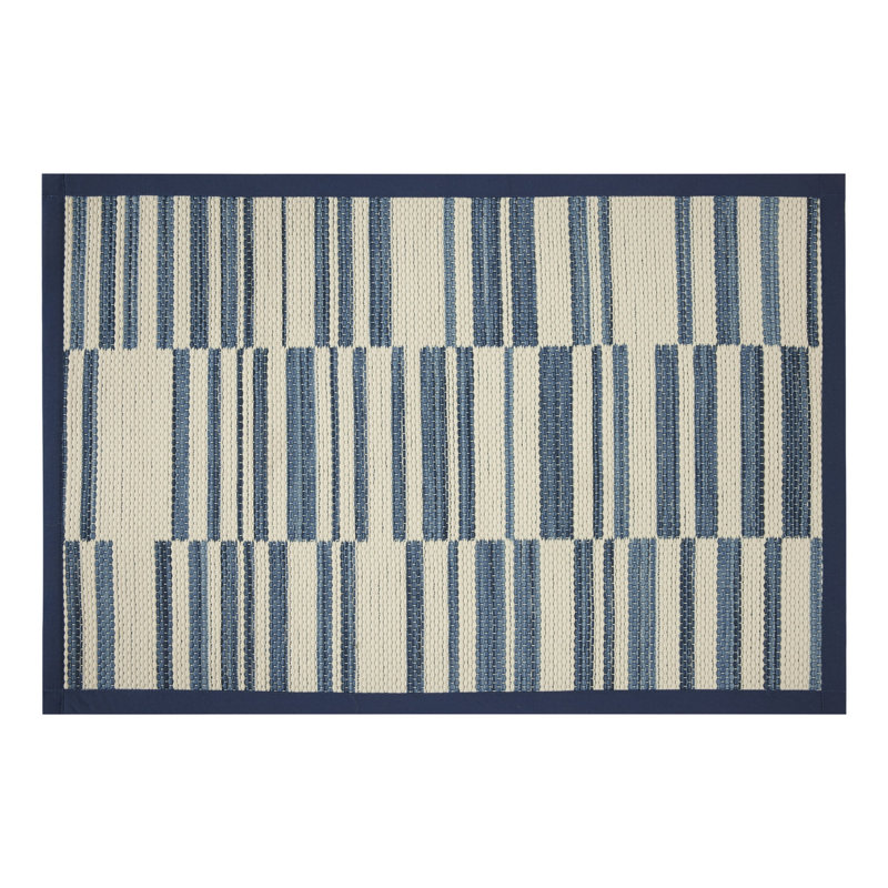  Tapis de cuisine à rayures cassées - 20 po x 30 po - 80% polypropylène / 20% polyester - bleu ton sur ton