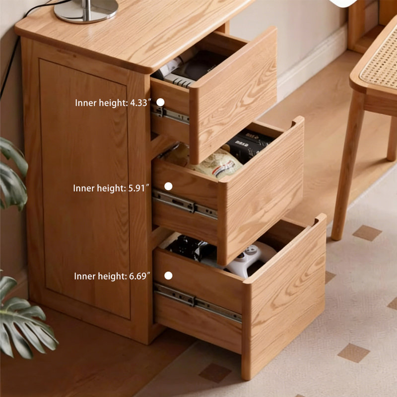 Bureau rectangulaire en bois massif avec 3 tiroirs Burlywood, 29.53" H x 39.37" W x 15.75" D
