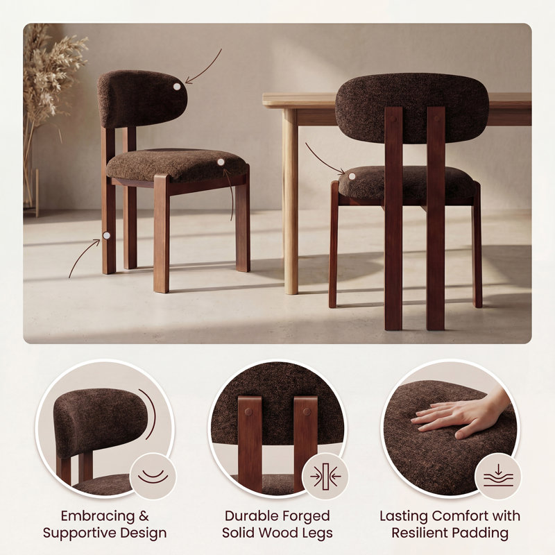 40.5 cm H Fabric Side Chair, Dark Brown, Brown