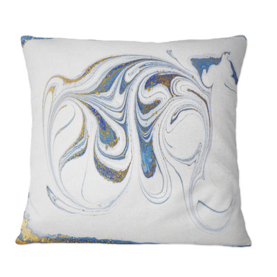 Coussin décoratif blanc, bleu et doré - Marble Rivers