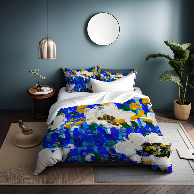 Floral Duvet Cover, King Duvet Cover + 2 King Shams