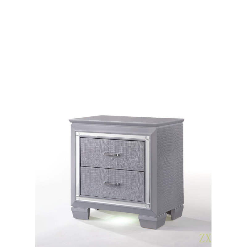 1 lumière moderne à 2 tiroirs à 1 tiroir avec accents de miroir biseauté et quincaillerie de finition en faux cristal
