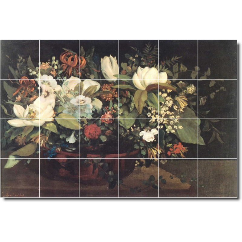 Carreau de peinture murale 48 po x 32 po 8 po x 8 po, Fleur 02161