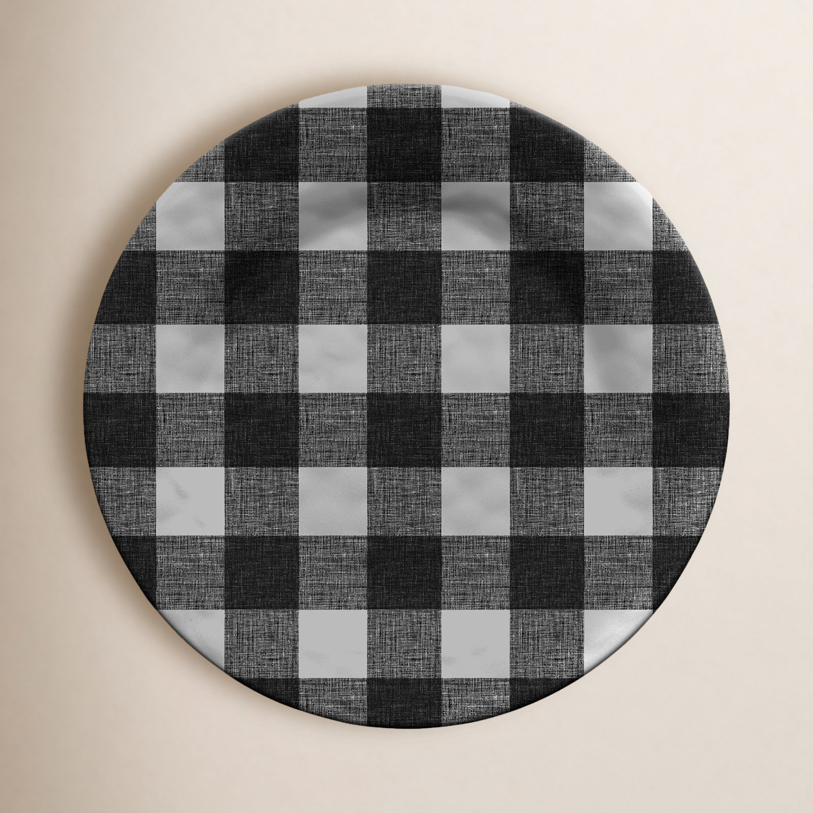 Safi Vintage Black Buffalo Check Dinner Plate,10.5",Melamine,Set Of 6