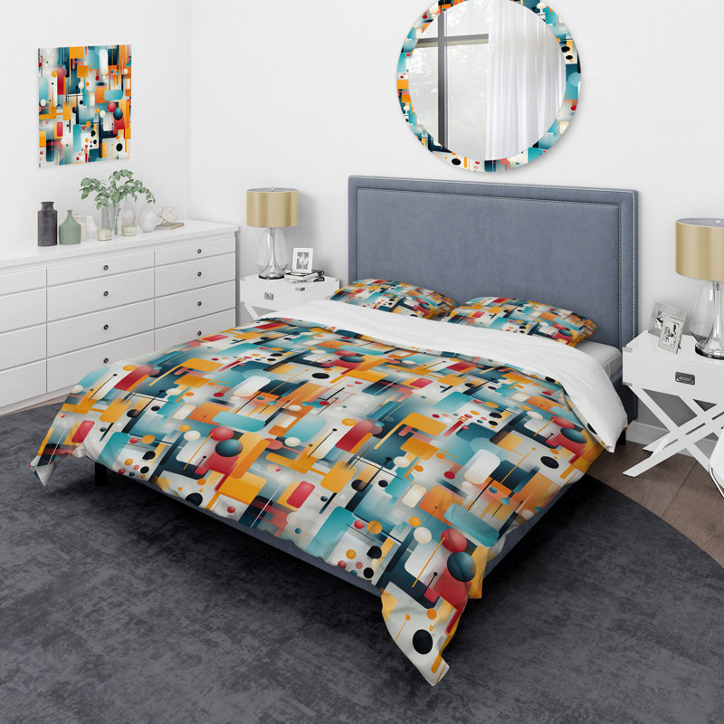 Ensemble de housse de couette Urban Geometric Ii I, Housse de couette pour très grand lit et 2 très