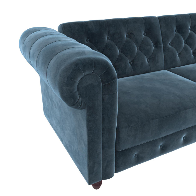 Dimmitt 3 Seater Velvet Sofa, Blue