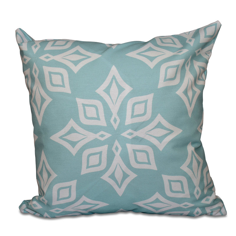Beach Vacation Geometric Reversible Throw Pillow, 16" H x 16" W, Teal