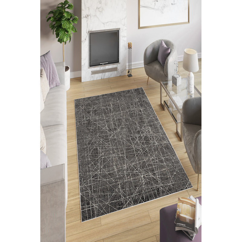 Stylish Hall Carpet (3.3 x 6.6 ft), 100% Polyester, 650 g/m² | Antibacterial, Eco-Friendly, Non-Slip PVC Dot Underside, 0.2 in Pile Height | Machine Washable, Perfect for Living Rooms & Entryways, Durable & Easy Care