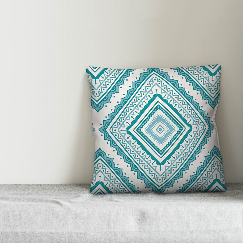 Geometric Throw Pillow, 18" x 18", Teal