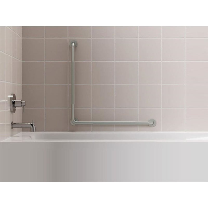 Easy Mount 30x30" L-Shaped Grab Bar in Knurled, ADA Compliant Bathroom Grab Bar (500 lb. Capacity)