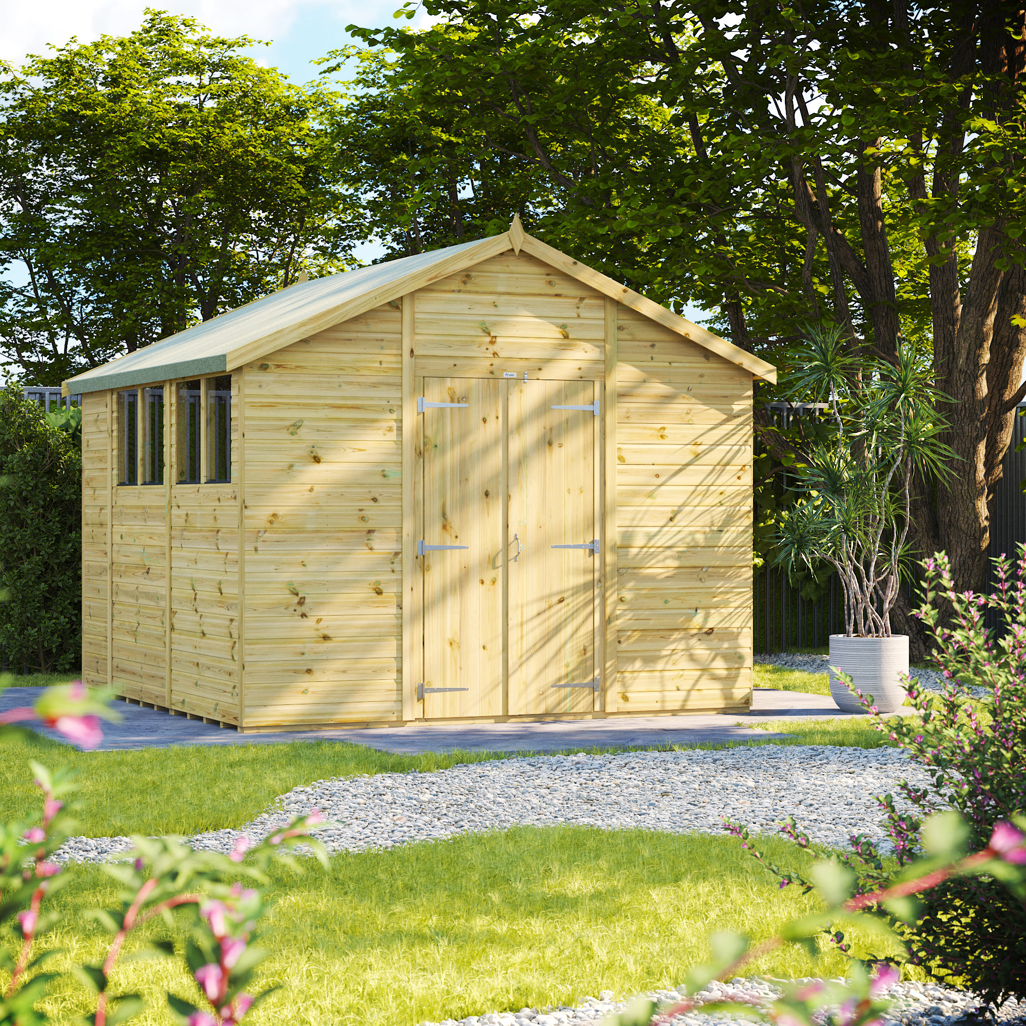 Powersheds 10 x 10ft Premium Pressure Treated Timber Apex Garden Shed