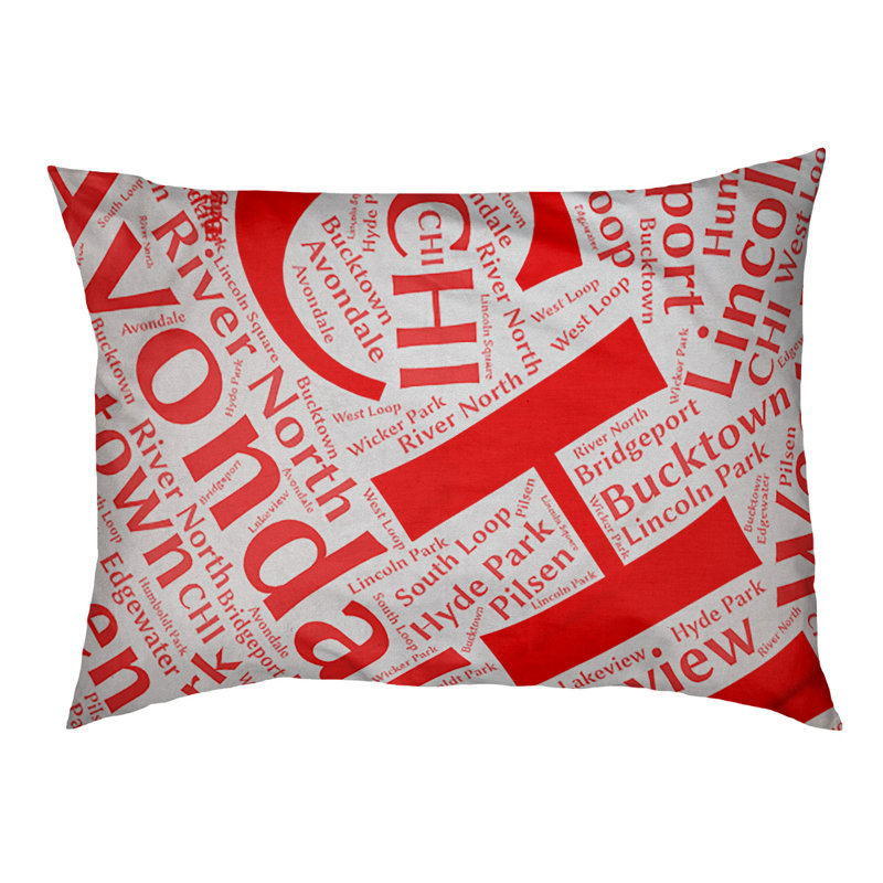 Coussin de chien « districts », Rouge, Chicago, Grand (l 40 po x P 30 po x H 14 po)