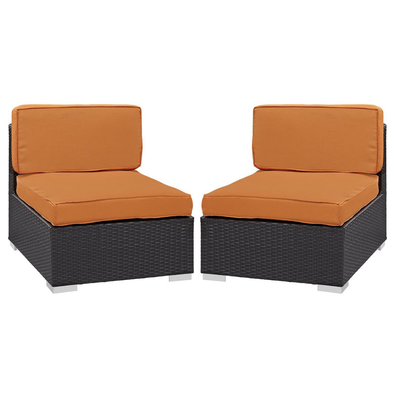 Ensemble de 2 chaises de patio sans accoudoirs Ameil, Orange
