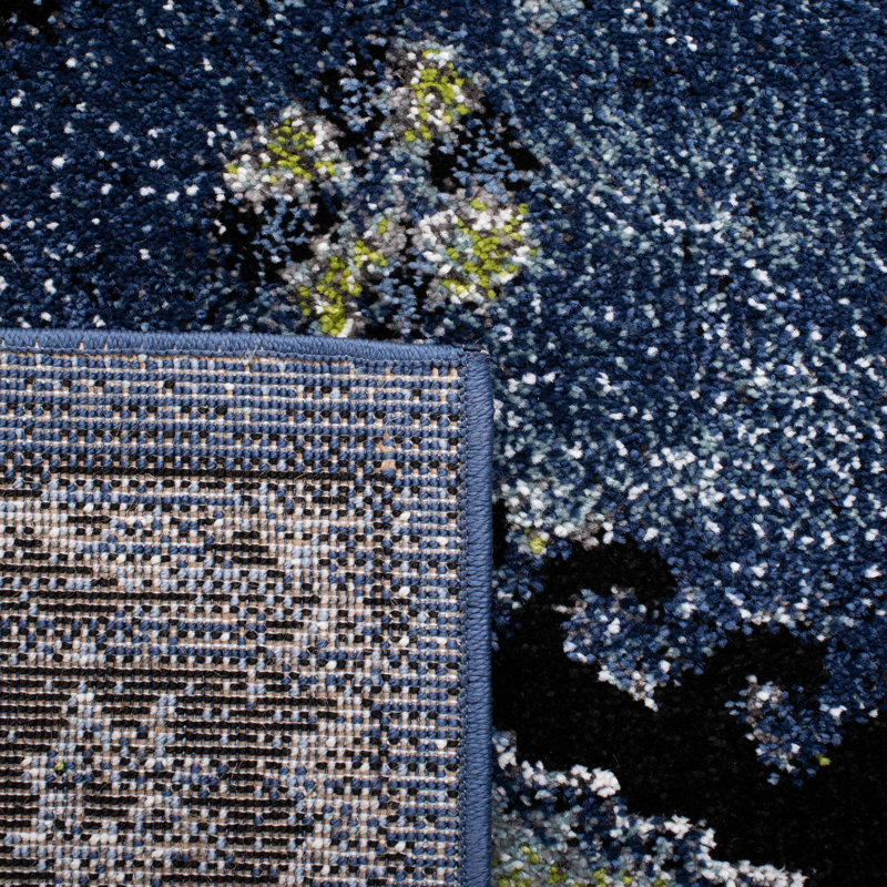 Tapis bleu / noir Southwestern, Rectangle 4 pi x 6 pi