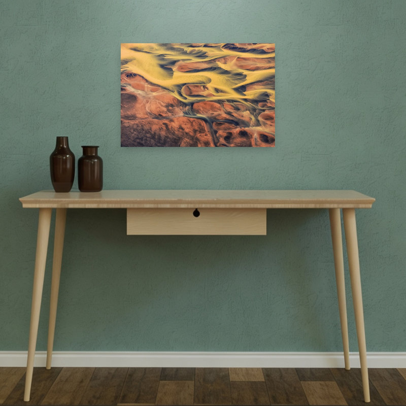 Motifs abstraits de rivière, paysage organique coloré abstrait, impression d'art mural nature, H 12 po x l 18 po