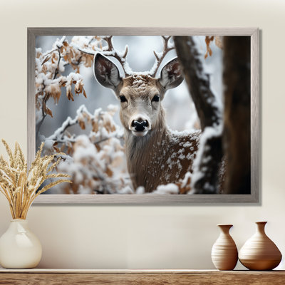 Winter Deer Monochrome Photography I - Deer Wall Art