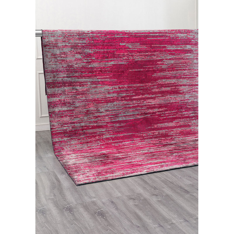 Alonda Rectangle Abstract Cotton and Viscose Indoor / Outdoor Area Rug, Rectangle 5'3" x 7'6"