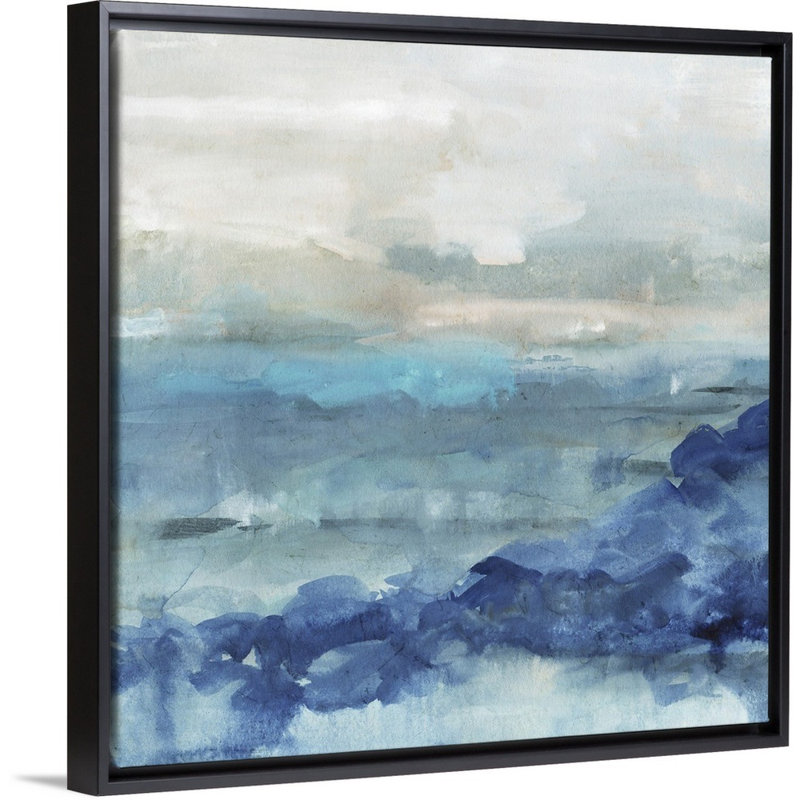 «Sea Swell I», peinture sur toile, Reproduction avec cadre flottant, H 11,7 po x l 11,7 po, Noir