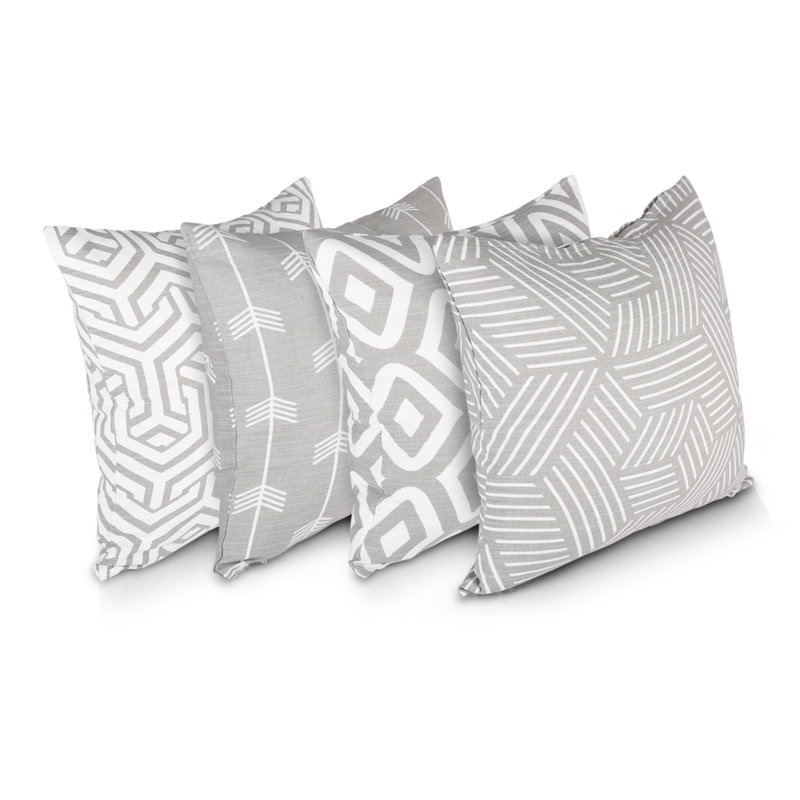 Dash Geometric Square Throw Cushion Cover, Grey