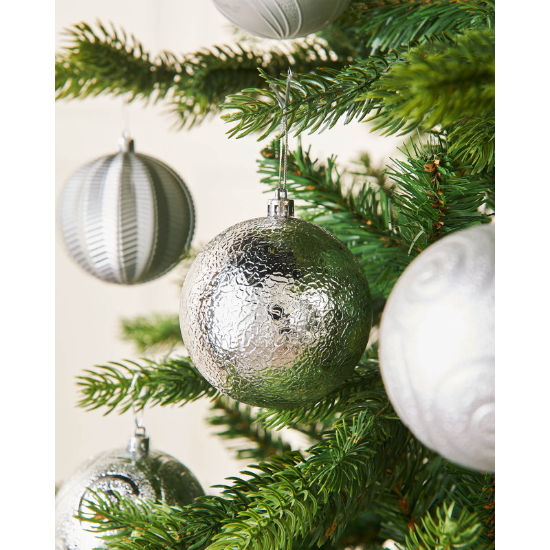 9.29cm Solid Colour Plastic / Acrylic Bauble, Silver