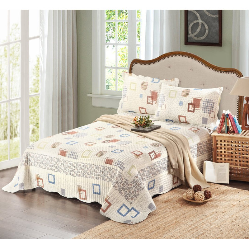 Cubic Modern & Contemporary Cotton Geometric Shapes Quilt, California King