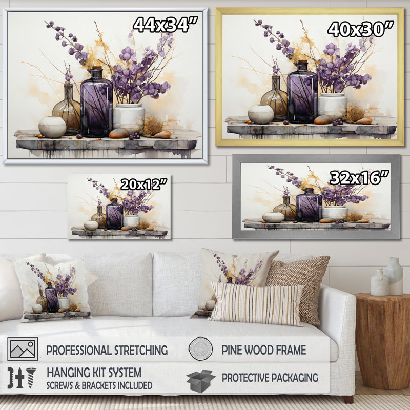 Purple Beige Minimalism Balance And Contrast - Minimalism Wall Art, 24" H x 32" W x 1" D, Wrapped Canvas